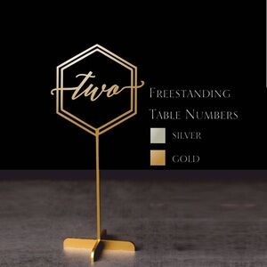 Gold Geometric Wooden Table Numbers 1-18 For Wedding or Shower